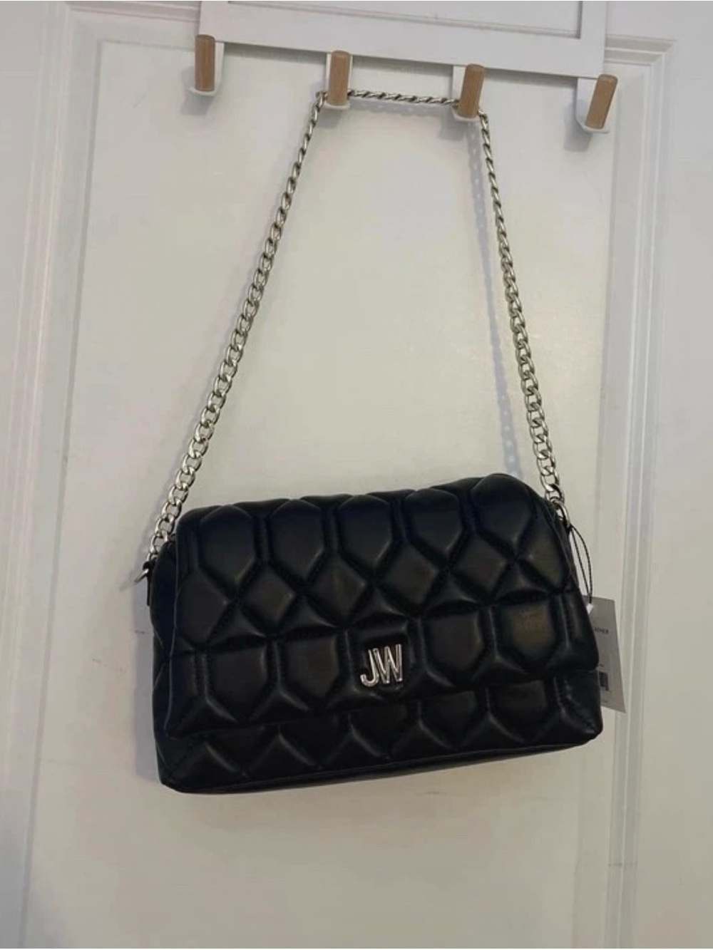 Jason Wu Black Quilted Shoulder Bag with Silver Chain
